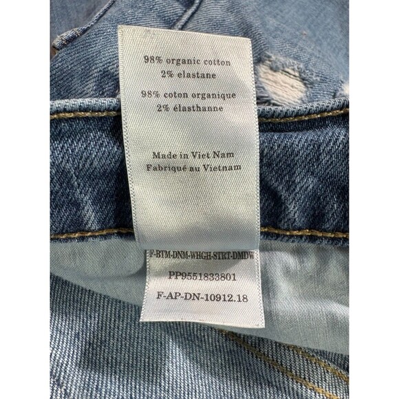 EVERLANE Women's High Waisted Straight Leg Jean 26 Regular Blue Denim Raw Hem - Picture 9 of 10